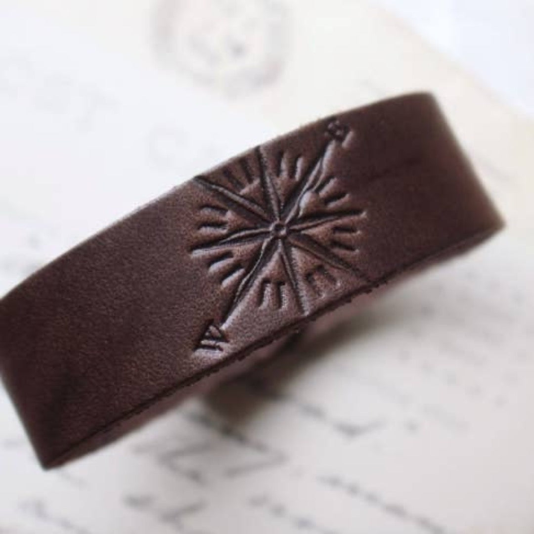 Compass Leather Cuff Bracelet