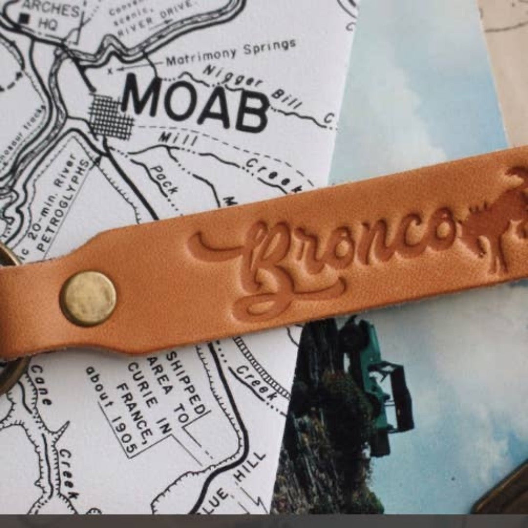 Ford Bronco Rectangle Leather Key Fob