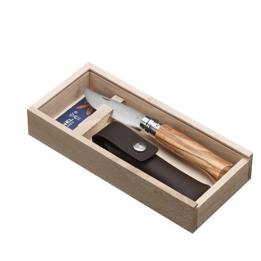 Opinel No.8 Olive Folding Knife + Alpine Sheath Gift Box